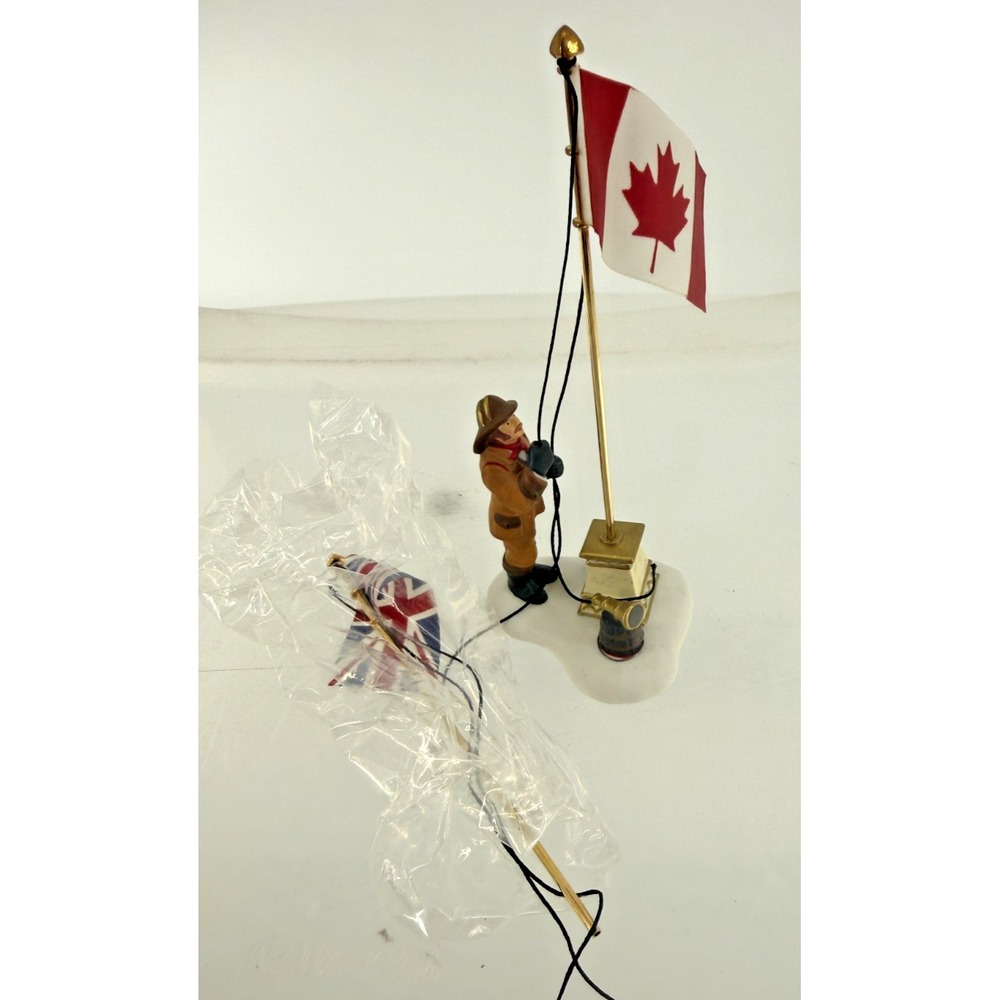 Department 56 Dickens Village Raising The Flag #58555 British Canadian Flag